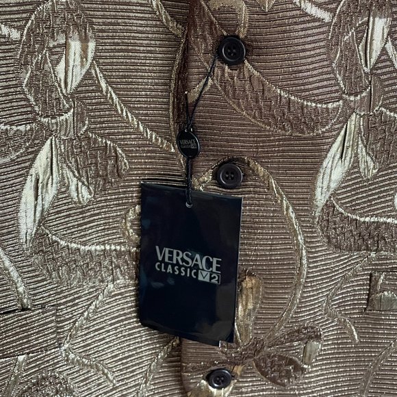 NWOT Versace Classic V2 Lurex Brocade Bow Pattern Waistcoat- Size 52 - Picture 6 of 10